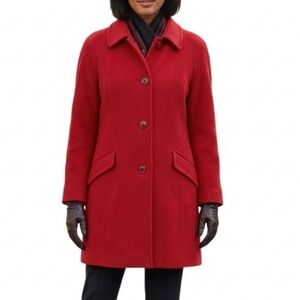 Londfog Red Wool Single Breasted Mid Length Coat